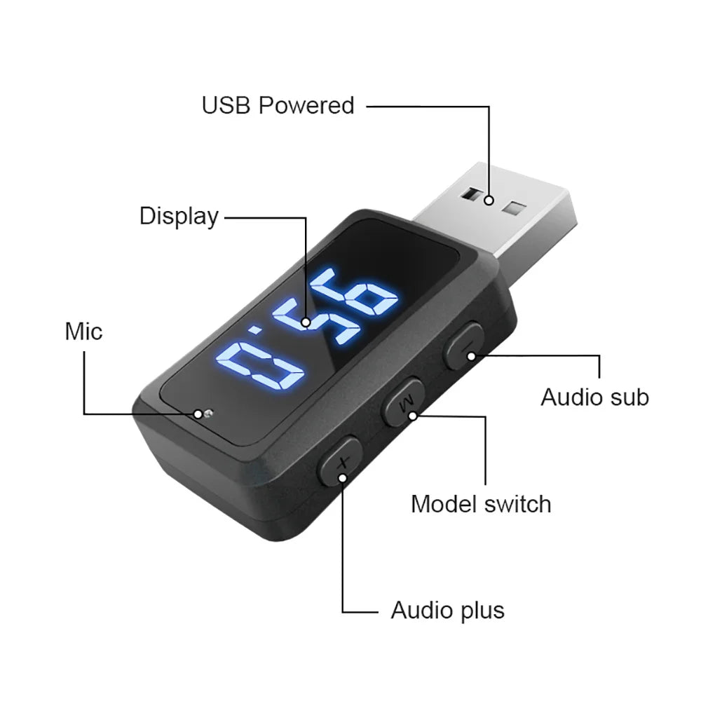 Car Bluetooth 5.3 FM02 Mini USB Transmitter Receiver with LED Display Handsfree Call Car Kit Auto Wireless Audio For Fm Radio - Slobuy