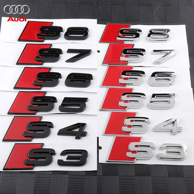 Car Body Rear Trunk ABS Badge S3 S4 S5 S6 S7 S8 Emblem Sticker Decor Accessories for Audi A4 B8 B6 B9 B7 A3 8P 8V 8L A6 C7 C6 C5 - Slobuy