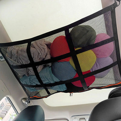Car Ceiling Storage Bag Car Roof Cargo Net Pocket Double-Layer Mesh Storage Organizer Car Camping Storage Bag SUV Accessories - Slobuy