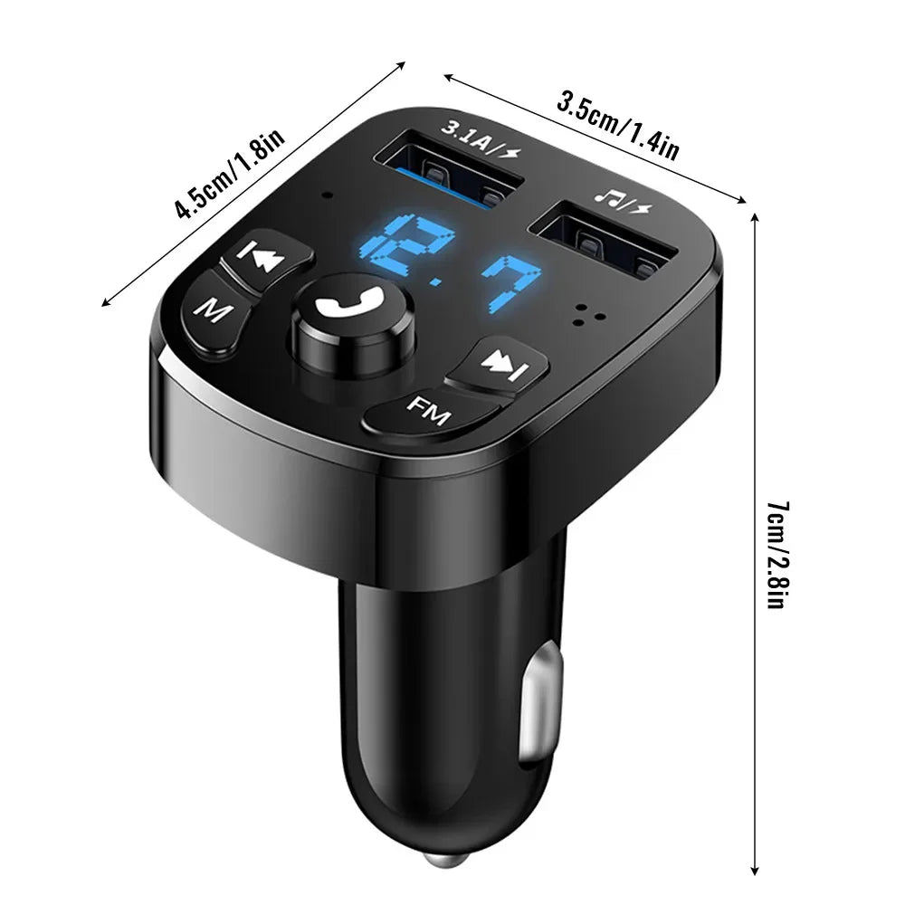 Car Charger FM Transmitter Bluetooth Audio Dual USB Car MP3 Player Autoradio Handsfree Charger 3.1A Fast Charger Car Accessories - Slobuy