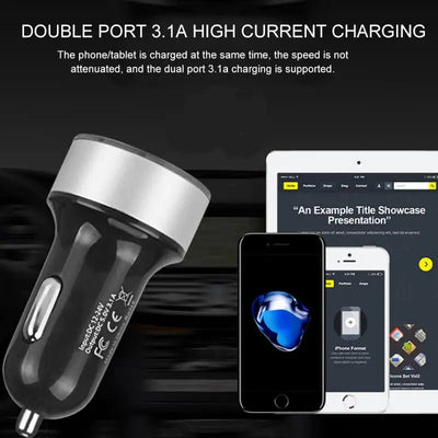Car Charger Universal Dual Usb Qc 3.0 For Mobile Phones Car Accessories Car Charger Adapter Portable Led Voltmeter Durable - Slobuy