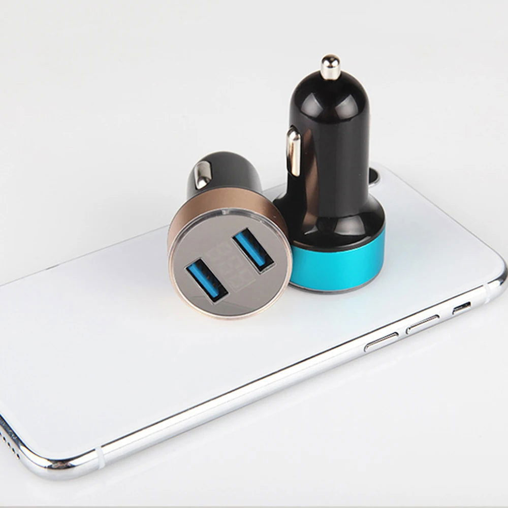 Car Charger Universal Dual Usb Qc 3.0 For Mobile Phones Car Accessories Car Charger Adapter Portable Led Voltmeter Durable - Slobuy