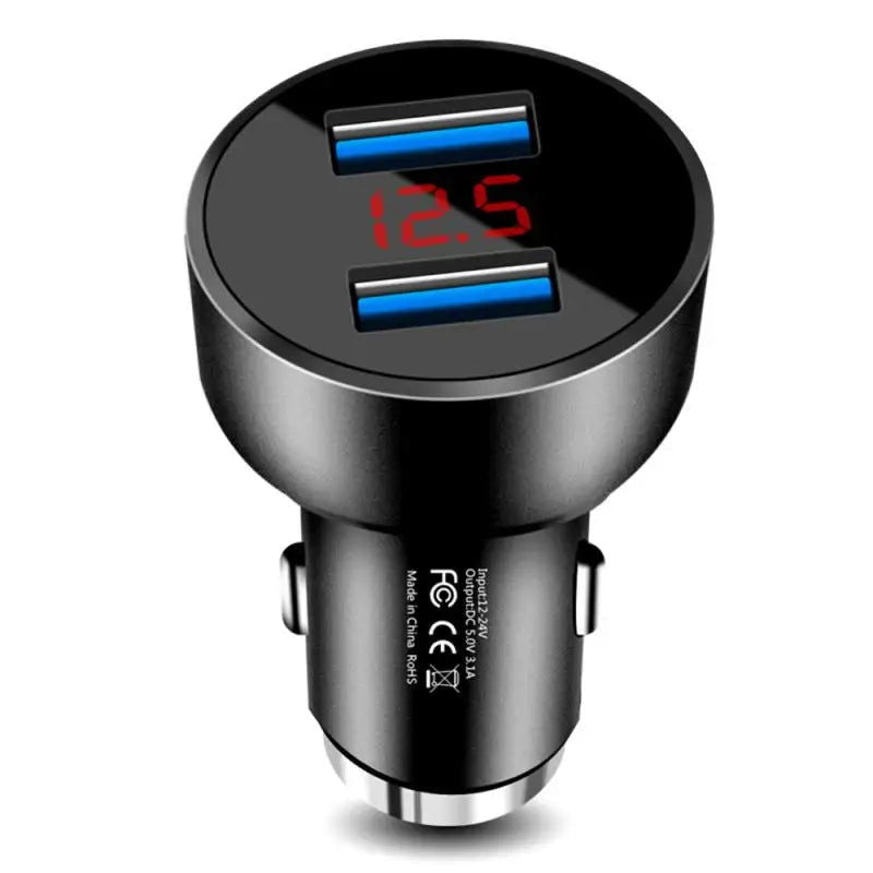 Car Charger Universal Dual Usb Qc 3.0 For Mobile Phones Car Accessories Car Charger Adapter Portable Led Voltmeter Durable - Slobuy