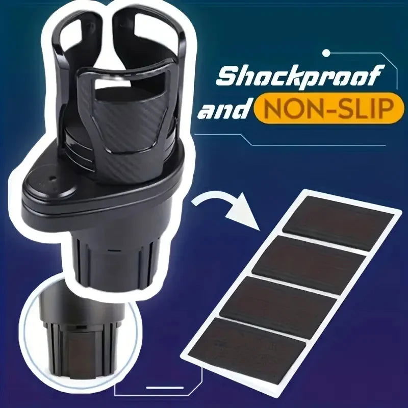 Car Cup Holder 4 In 1 Multifunction Adjustable Dual Cup Holder Expander Adapter 360 Rotating Car Cup Mount Mobile Phone Holder - Slobuy