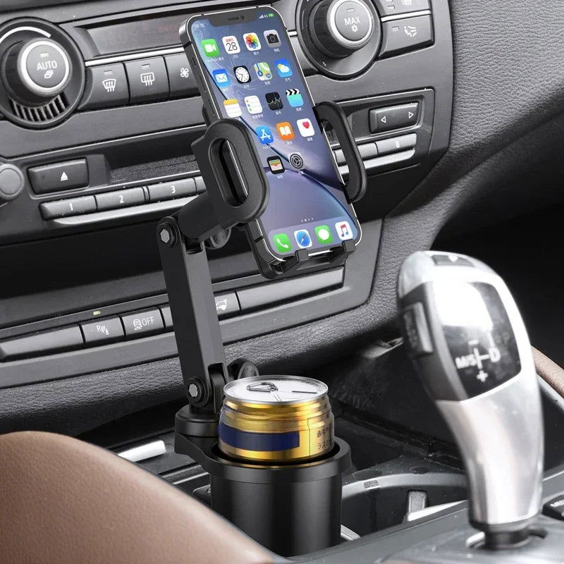 Car Cup Holder Expander with Cell Phone Mount 360 Rotation Cup Holder Expander Smartphone Mount Auto Interior Accessories - Slobuy
