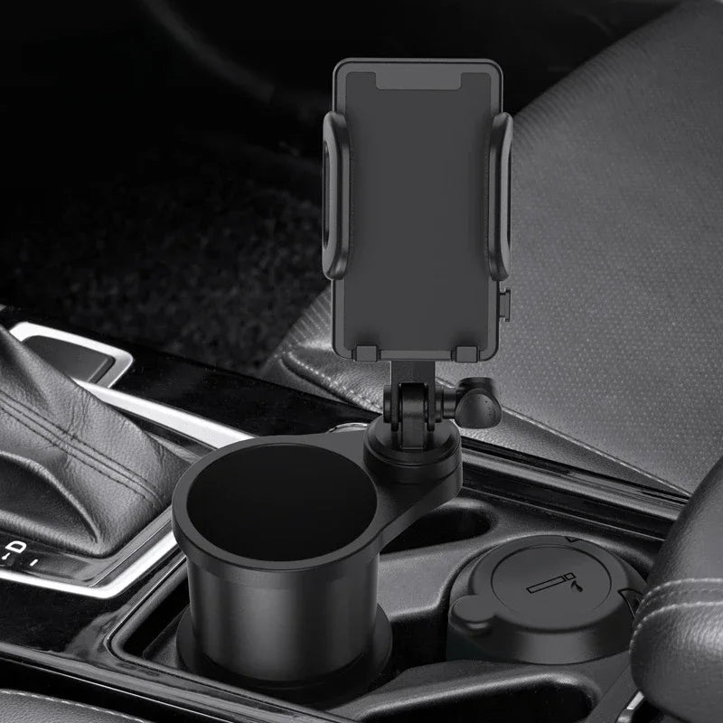 Car Cup Holder Expander with Cell Phone Mount 360 Rotation Cup Holder Expander Smartphone Mount Auto Interior Accessories - Slobuy