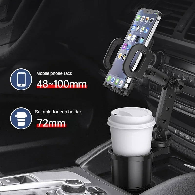 Car Cup Holder Expander with Cell Phone Mount 360 Rotation Cup Holder Expander Smartphone Mount Auto Interior Accessories - Slobuy