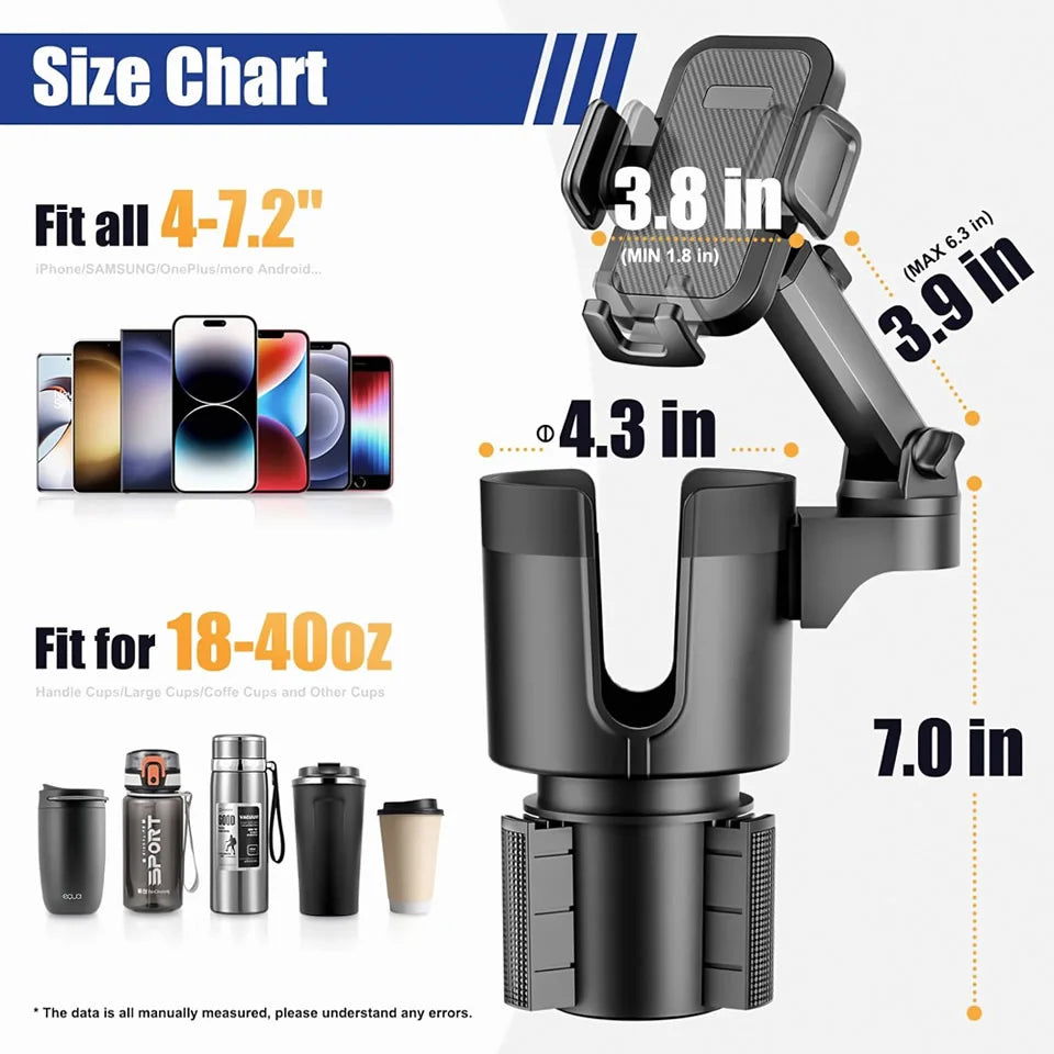 Car Cup Holder Expander with Mobile Phone Mount 360 Rotation Cup Holder Telescopic Smartphone Mount Auto Interior Accessories - Slobuy