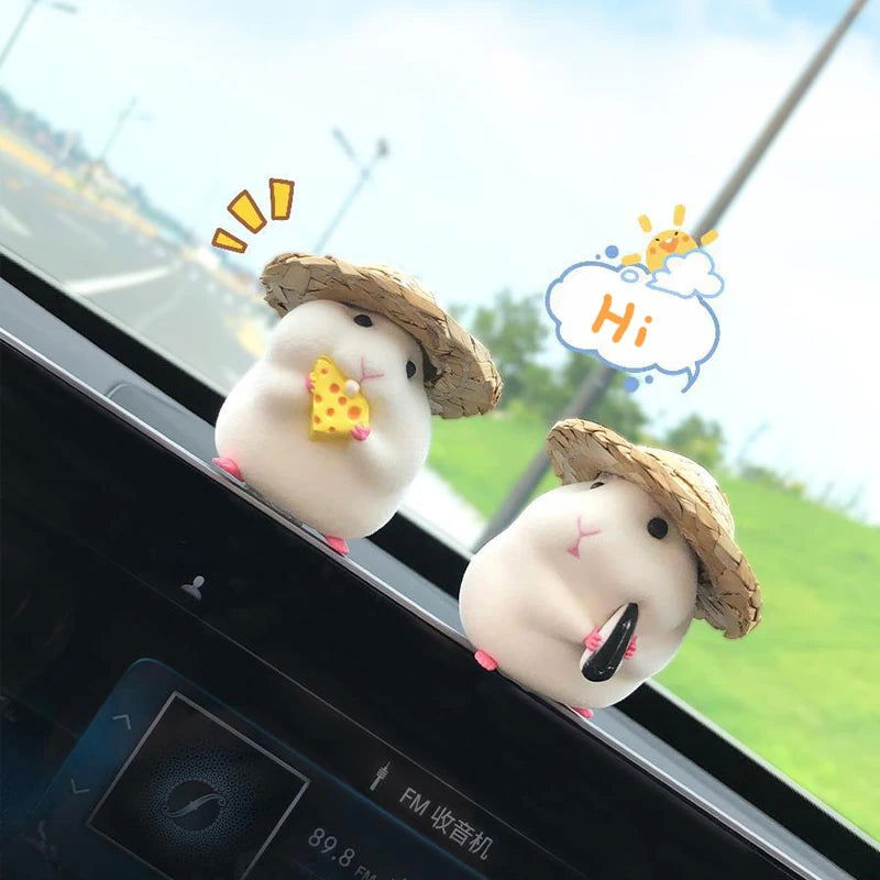 Car Decoration Hamster Car Accessories Window Center Console Cute Doll Car Interior Pendant Auto Dashboard Cool Decoration - Slobuy