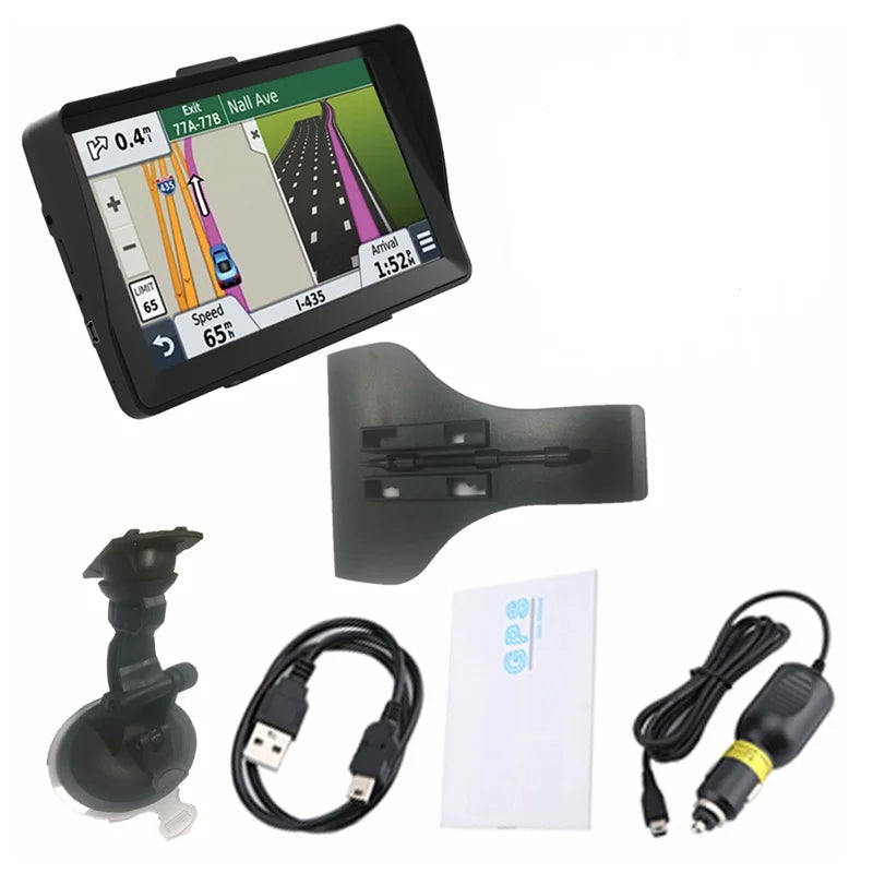 Car GPS Navigation System 7 Inch With Sunvisor 256 8GB Truck Sat Navigator  FM Transmitter Free Maps - Slobuy