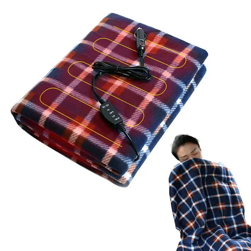 Car Heating Blanket 12V Cigarette Plug Travel Throw Blanket Winter Warm Camping  Electric Blanket For RV Truck Car Accessories - Slobuy