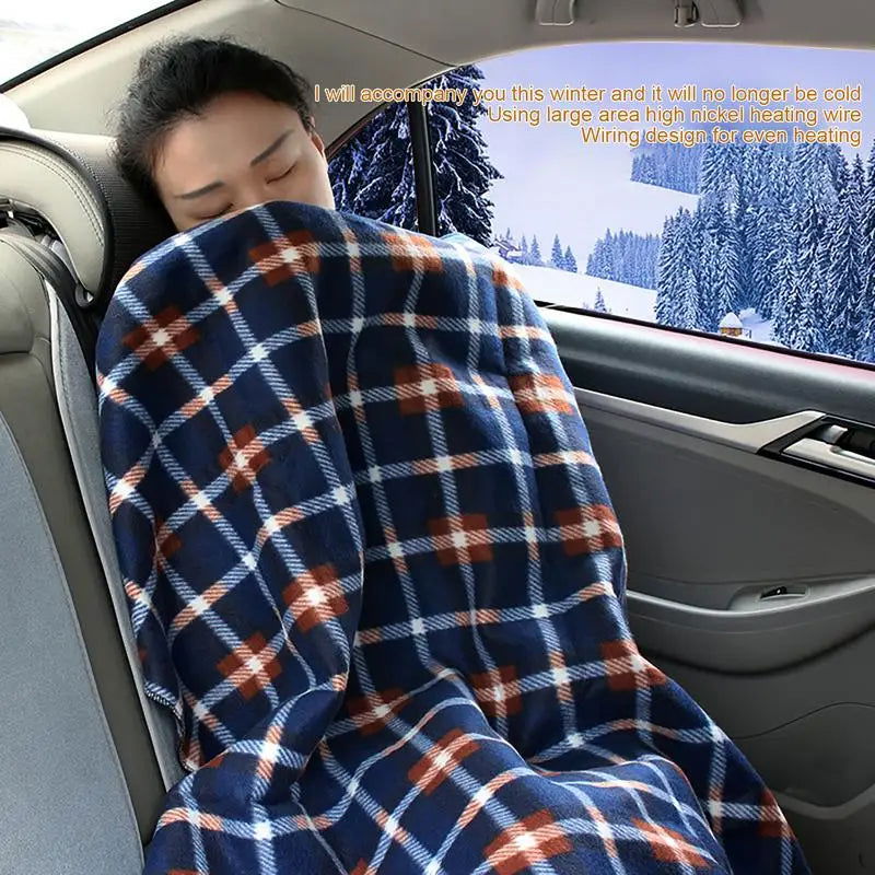 Car Heating Blanket 12V Cigarette Plug Travel Throw Blanket Winter Warm Camping  Electric Blanket For RV Truck Car Accessories - Slobuy