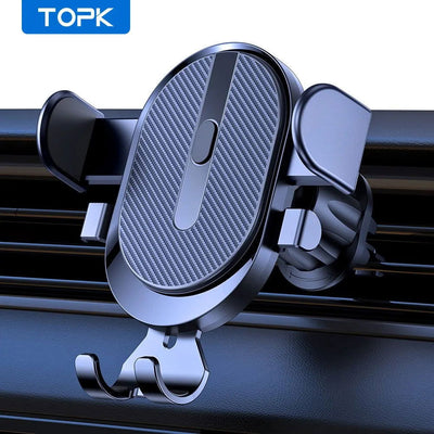 Car Phone Holder Mount, TOPK 2023 Upgrade Auto Locking Universal Phone Holder with Hook Clip for Car Air Vent for iPhone Samsung - Slobuy