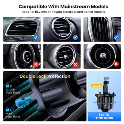 Car Phone Holder Mount, TOPK 2023 Upgrade Auto Locking Universal Phone Holder with Hook Clip for Car Air Vent for iPhone Samsung - Slobuy