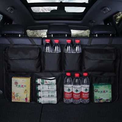 Car Rear Seat Back Organizer Auto Trunk Net Mesh Cargo Storage Bag Pocket Cover Stowing Tidying Interior Camping Accessories - Slobuy