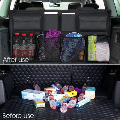 Car Rear Seat Back Organizer Auto Trunk Net Mesh Cargo Storage Bag Pocket Cover Stowing Tidying Interior Camping Accessories - Slobuy