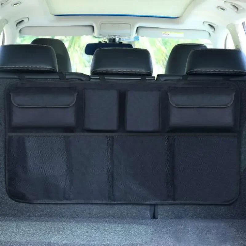 Car Rear Seat Back Organizer Auto Trunk Net Mesh Cargo Storage Bag Pocket Cover Stowing Tidying Interior Camping Accessories - Slobuy