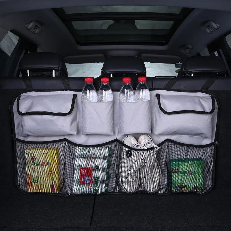 Car Rear Seat Back Organizer Auto Trunk Net Mesh Cargo Storage Bag Pocket Cover Stowing Tidying Interior Camping Accessories - Slobuy