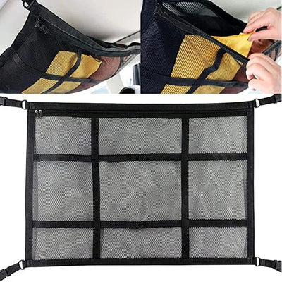 Car Roof Storage Organizer Automotive Ceiling Cargo Net Pocket Mesh Car Camping Accessories Storage Bag Roof Tent - Slobuy