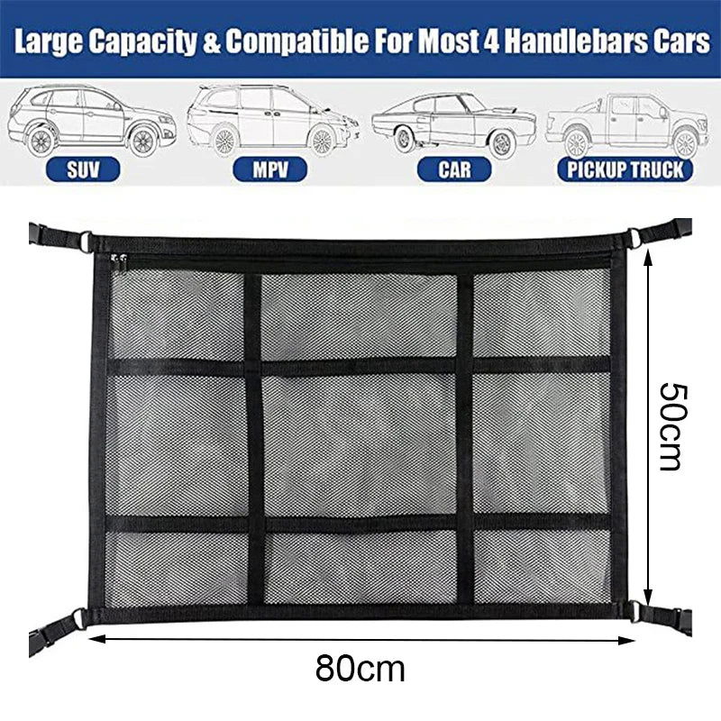 Car Roof Storage Organizer Automotive Ceiling Cargo Net Pocket Mesh Car Camping Accessories Storage Bag Roof Tent - Slobuy