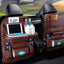 Car Seat Back Organizer with Foldable Table Tray PU Leather Storage Organizer with Pockets Kick Mats Seat Interior Accessories - Slobuy