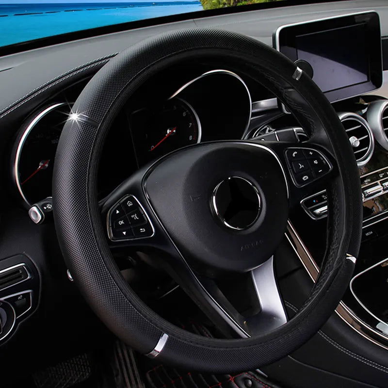 Car Steering Wheel Cover pu Leather Flash Bar Comfortable Elastic Band Handle Cover Car Interior Accessories 3-38CM - Slobuy
