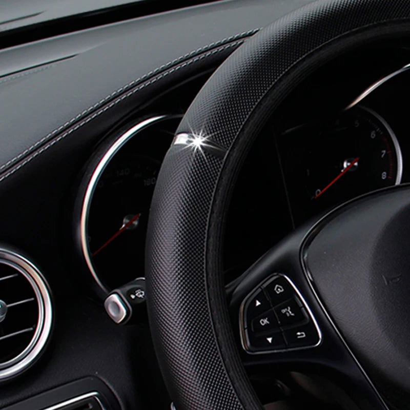 Car Steering Wheel Cover pu Leather Flash Bar Comfortable Elastic Band Handle Cover Car Interior Accessories 3-38CM - Slobuy