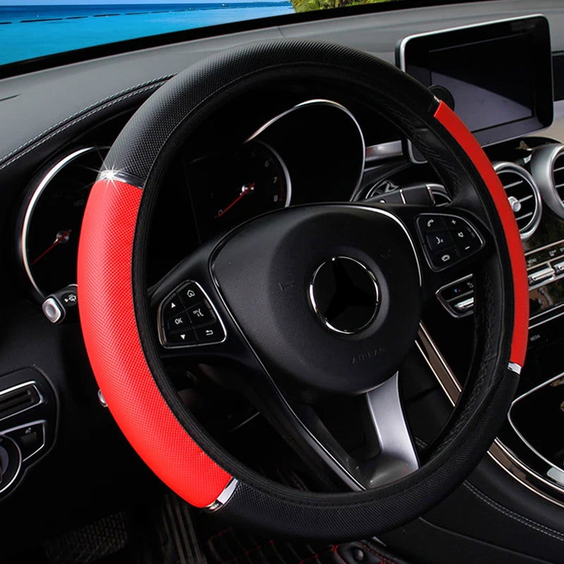 Car Steering Wheel Cover pu Leather Flash Bar Comfortable Elastic Band Handle Cover Car Interior Accessories 3-38CM - Slobuy
