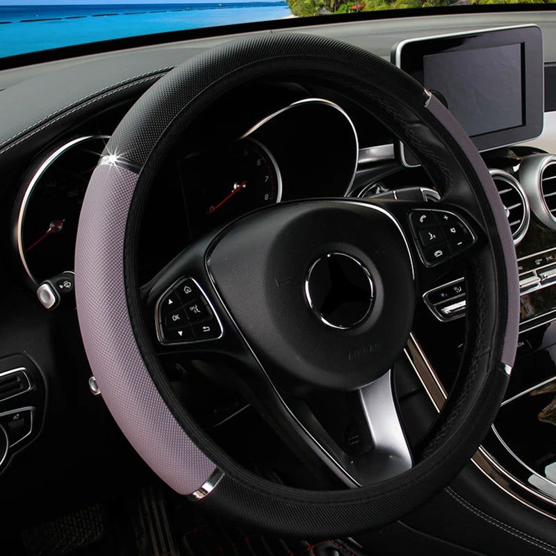 Car Steering Wheel Cover pu Leather Flash Bar Comfortable Elastic Band Handle Cover Car Interior Accessories 3-38CM - Slobuy