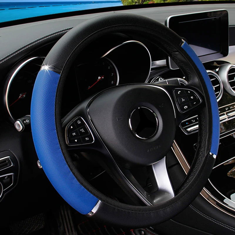 Car Steering Wheel Cover pu Leather Flash Bar Comfortable Elastic Band Handle Cover Car Interior Accessories 3-38CM - Slobuy