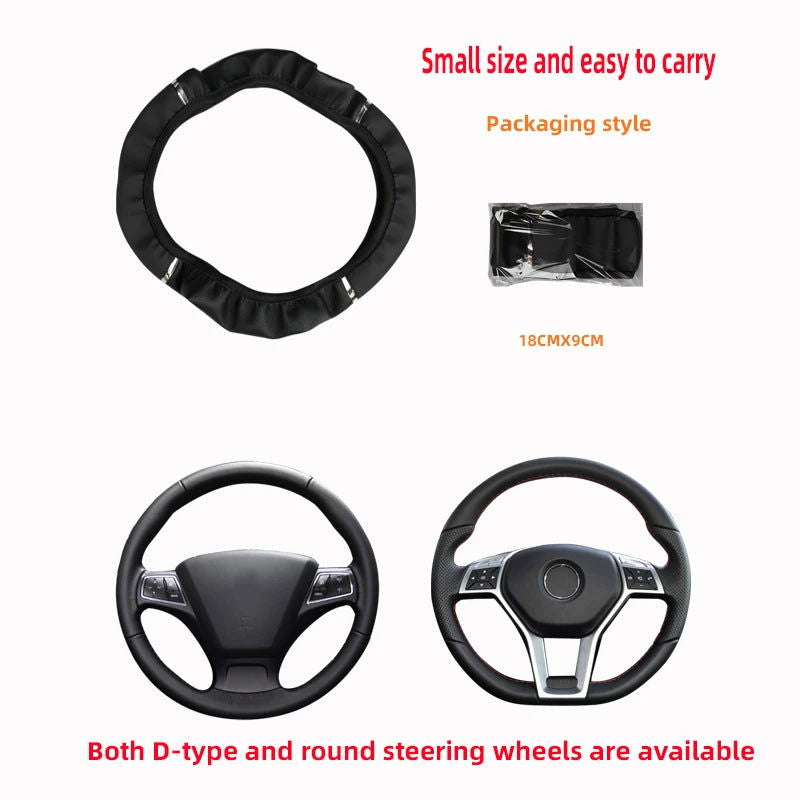 Car Steering Wheel Cover pu Leather Flash Bar Comfortable Elastic Band Handle Cover Car Interior Accessories 3-38CM - Slobuy