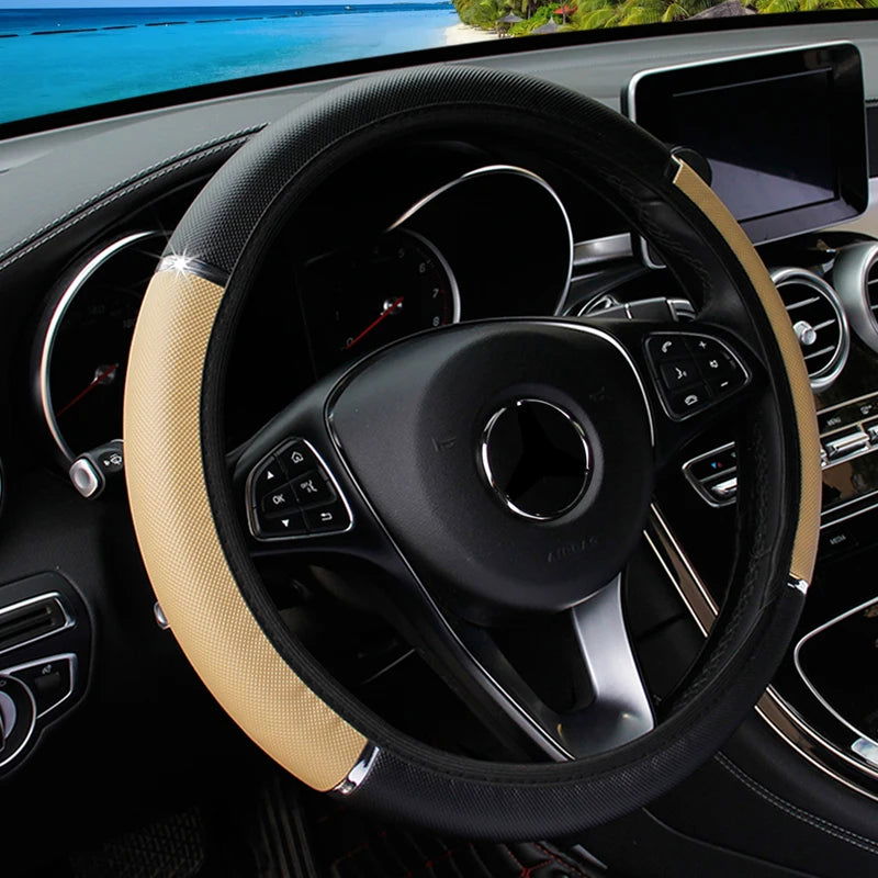 Car Steering Wheel Cover pu Leather Flash Bar Comfortable Elastic Band Handle Cover Car Interior Accessories 3-38CM - Slobuy
