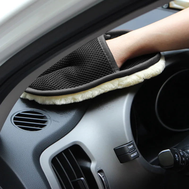 Car Styling Wool Soft Car Washing Gloves Cleaning Brush Motorcycle Washer Care Products Plush Car Wash Gloves - Slobuy