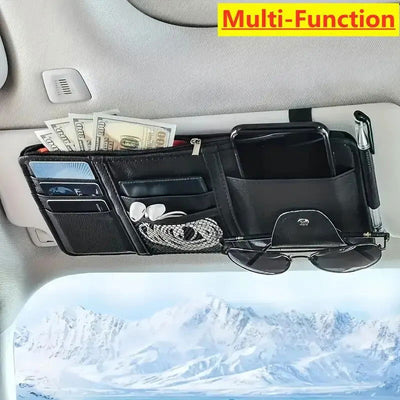 Car Sun Visor Organizer Sunglass Mobile Phone Holder Bracket Car Auto Interior Accessories Pocket Card Storage Pouch Mount Stand - Slobuy