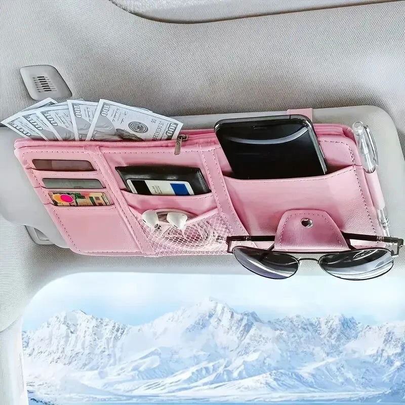Car Sun Visor Organizer Sunglass Mobile Phone Holder Bracket Car Auto Interior Accessories Pocket Card Storage Pouch Mount Stand - Slobuy