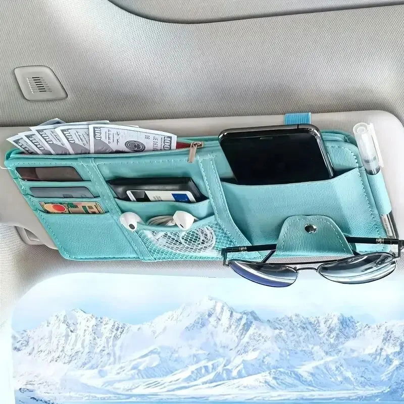 Car Sun Visor Organizer Sunglass Mobile Phone Holder Bracket Car Auto Interior Accessories Pocket Card Storage Pouch Mount Stand - Slobuy