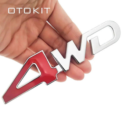 Car Tail Rear Side Metal 4x4 RC Car 4WD Sticker 3D Chrome Badge Car Emblem Badge Decal Auto Decor Styling 4WD Red for SUV Trunk - Slobuy