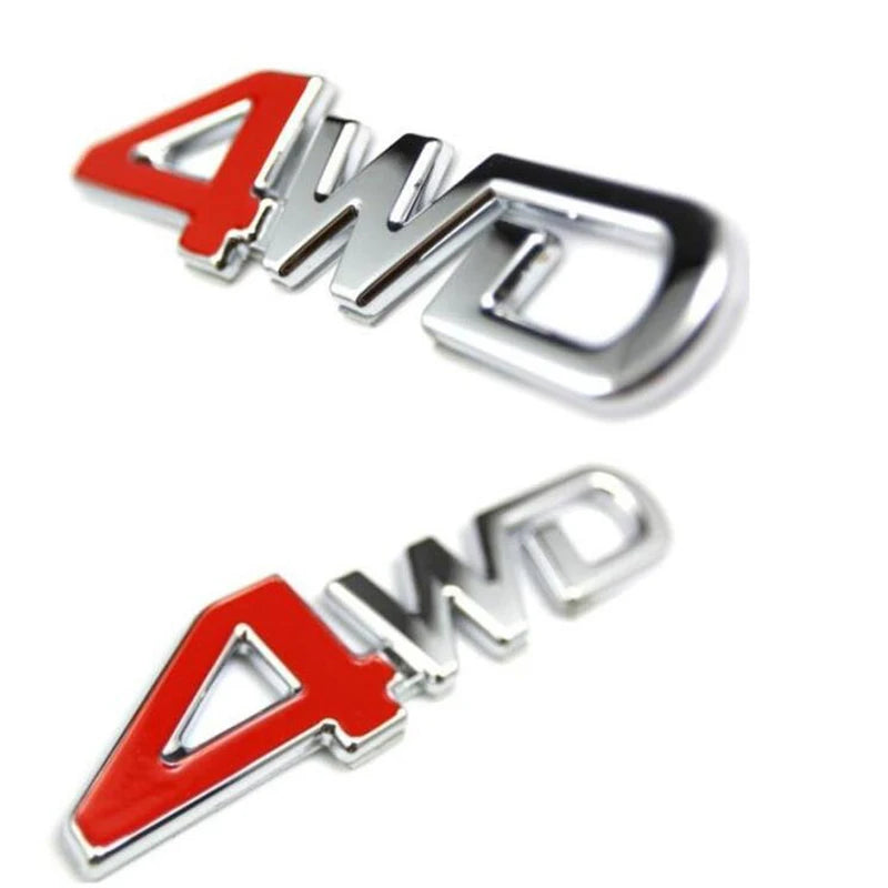 Car Tail Rear Side Metal 4x4 RC Car 4WD Sticker 3D Chrome Badge Car Emblem Badge Decal Auto Decor Styling 4WD Red for SUV Trunk - Slobuy
