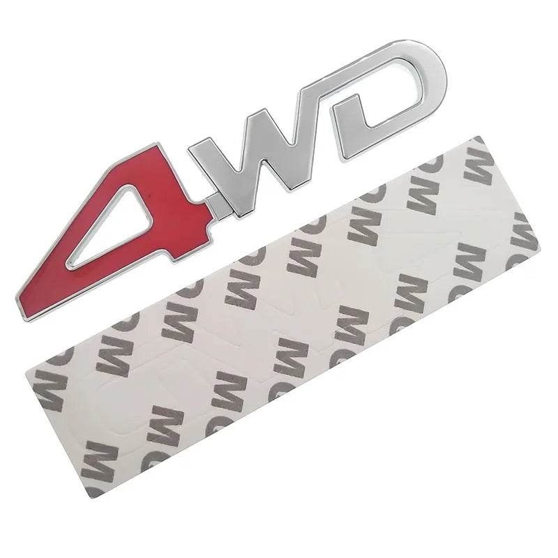 Car Tail Rear Side Metal 4x4 RC Car 4WD Sticker 3D Chrome Badge Car Emblem Badge Decal Auto Decor Styling 4WD Red for SUV Trunk - Slobuy