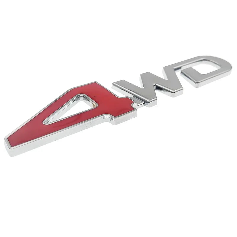 Car Tail Rear Side Metal 4x4 RC Car 4WD Sticker 3D Chrome Badge Car Emblem Badge Decal Auto Decor Styling 4WD Red for SUV Trunk - Slobuy