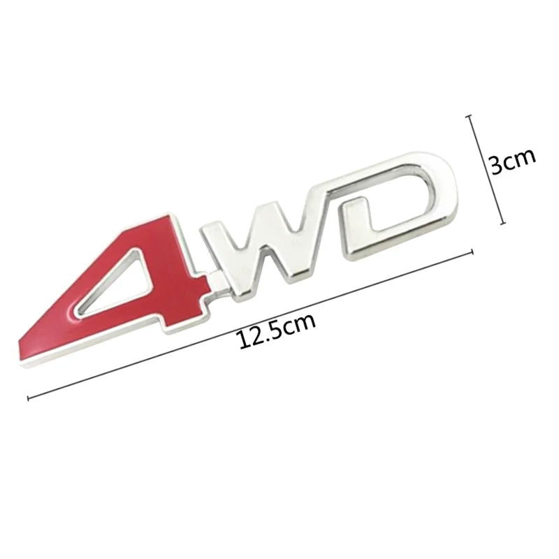 Car Tail Rear Side Metal 4x4 RC Car 4WD Sticker 3D Chrome Badge Car Emblem Badge Decal Auto Decor Styling 4WD Red for SUV Trunk - Slobuy
