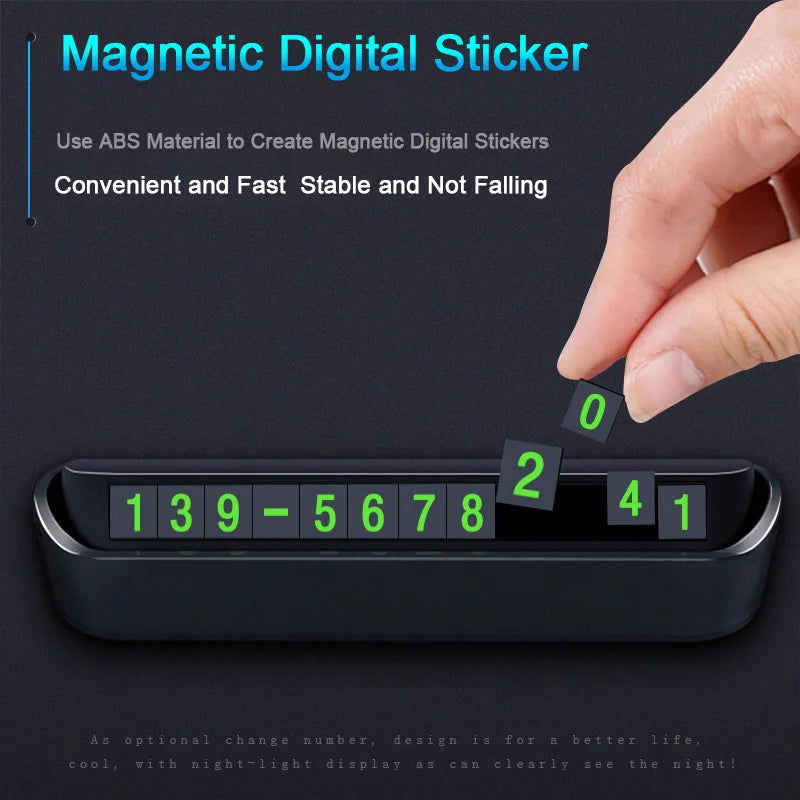 Car Temporary Parking Card Phone Number Card Plate Telephone Number Car Park Stop Automobile Accessories Car-styling 13x2.5cm - Slobuy