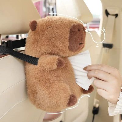 Car Tissue Boxes Capybara Plush accessories Car Backseat Hanging Tissue Bag Box Plush holder cover Auto Toys Interior Decoration - Slobuy