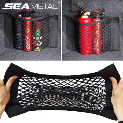 Car Trunk Mesh Organizer Car Tail Storage Net Seat Back Pocket Universal Trunk Bag Auto Magic Tape Network Interior Accessories - Slobuy