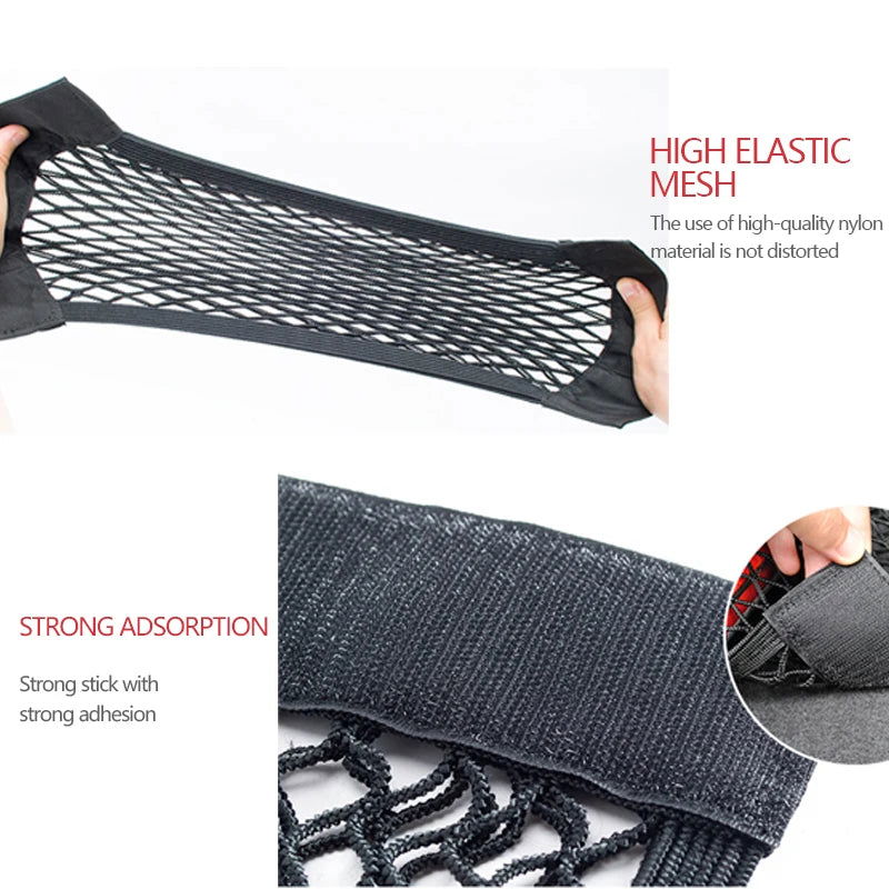 Car Trunk Mesh Organizer Car Tail Storage Net Seat Back Pocket Universal Trunk Bag Auto Magic Tape Network Interior Accessories - Slobuy