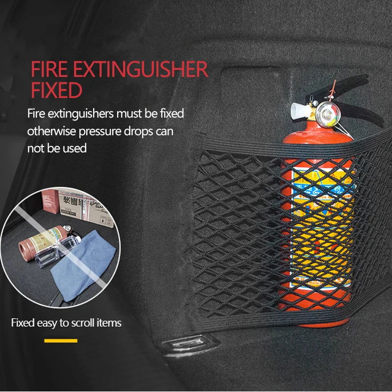 Car Trunk Mesh Organizer Car Tail Storage Net Seat Back Pocket Universal Trunk Bag Auto Magic Tape Network Interior Accessories - Slobuy