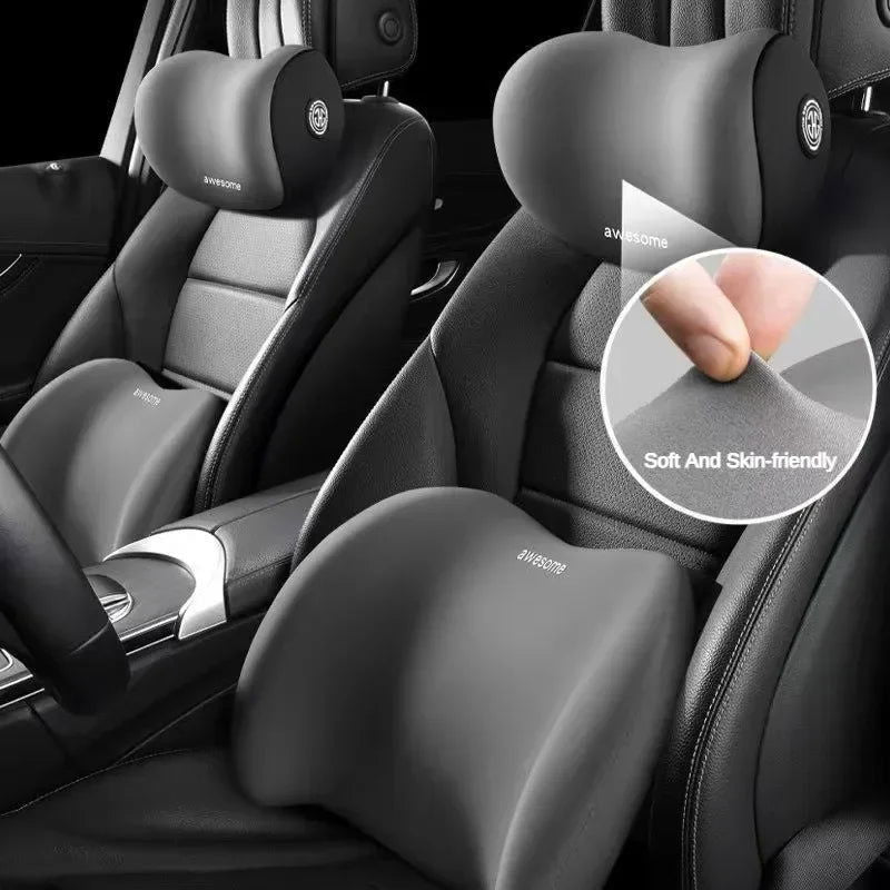 Car Universal Headrest Lumbar Memory Foam Cervical Lumbar Support Car Headrest Backrest Pillow Office Car Interior Accessories - Slobuy