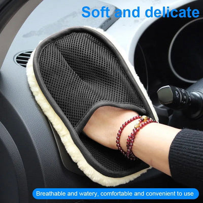 Car Wash Gloves Imitation Wool Velvet Non Damage Paint Wiping Cloth Waxing Thickening Car Beauty Products Wiping Gloves Cleaning - Slobuy