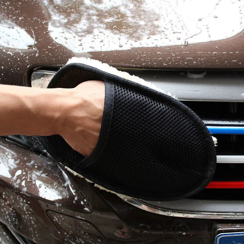 Car Wash Gloves Imitation Wool Velvet Non Damage Paint Wiping Cloth Waxing Thickening Car Beauty Products Wiping Gloves Cleaning - Slobuy