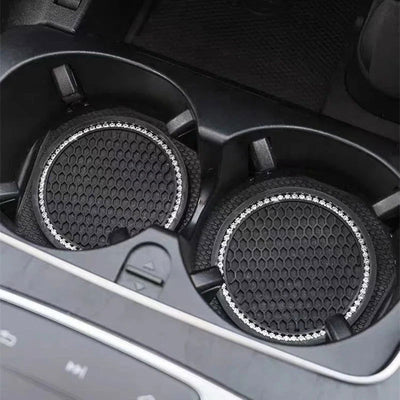 Car Water Cup Pad Holders Non-slip Diamond Rhinestone Rubber Mat for Bottle Holder Coaster Auto Interior Anti-skid Cup Holders - Slobuy
